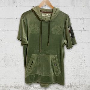 RAW YARN Ind. Velour Short Sleeve Hoodie L